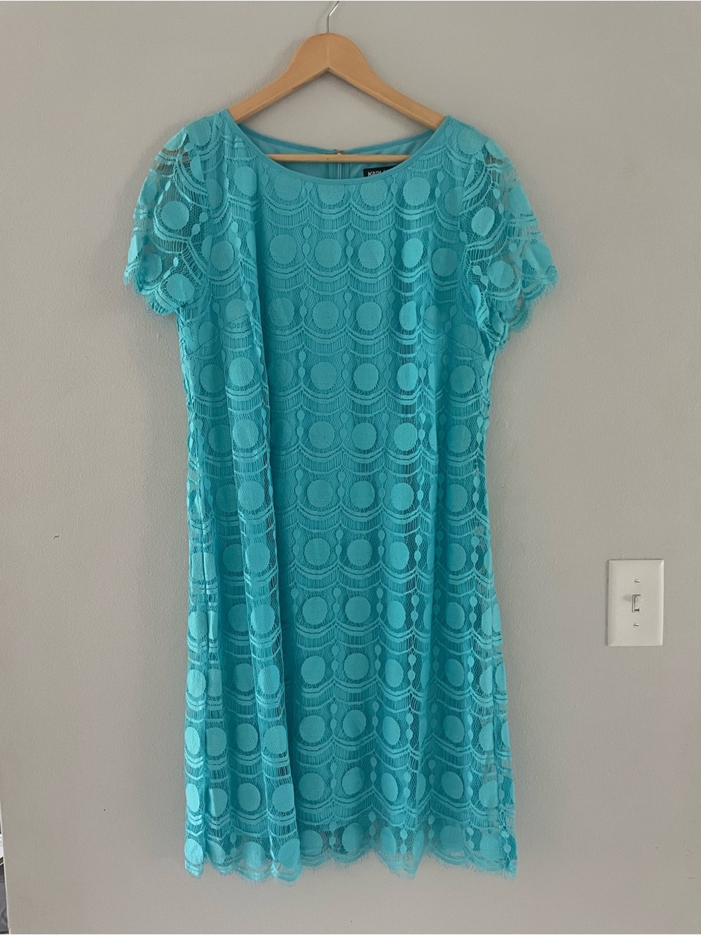 Girls Karl Lagerfeld Aqua Lace Shift Dress